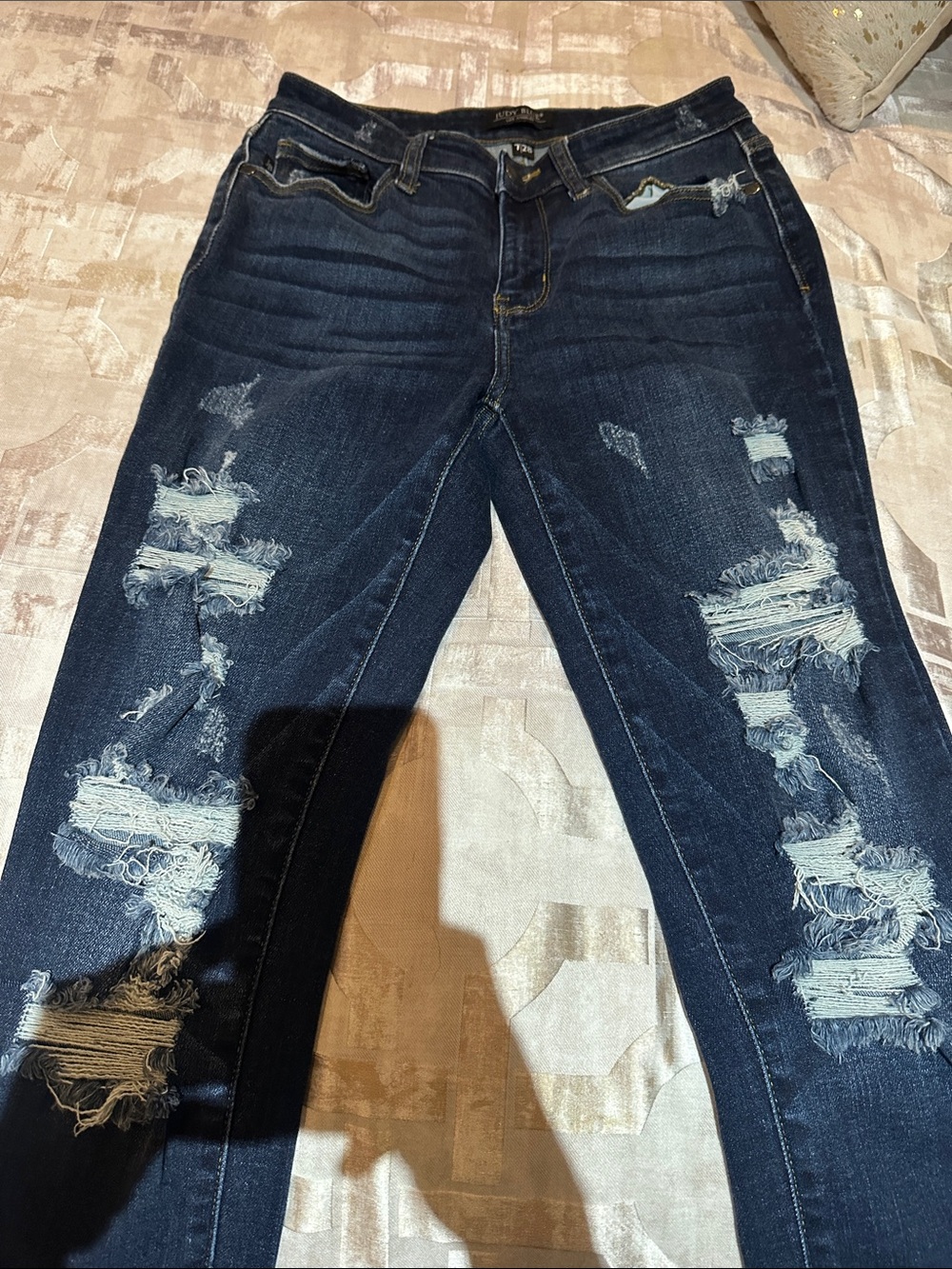 Judy Blue Dark Blue Distressed Skinny Jeans size 7/28